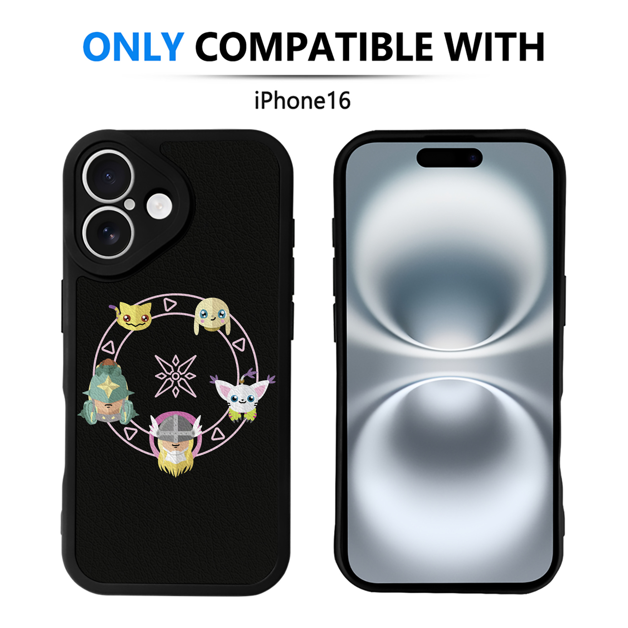 （画像用） Digimon デジタルモンスター/デジモン 【iPhone 16シリーズ対応】シリコンスマホケース（レザー調） 材質：シリコン